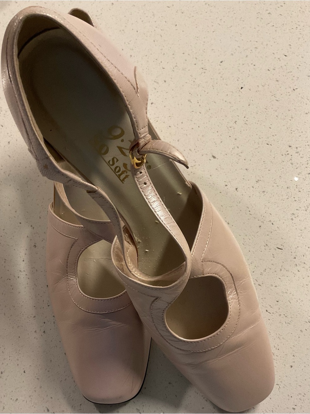9.2.5 Women's Blush Pink T-Strap Comfort Heels